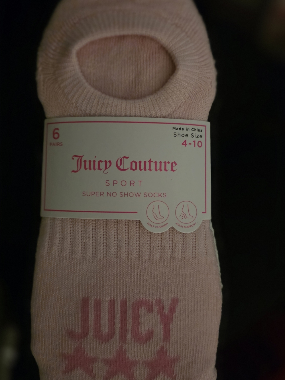 Juicy Couture Light Pink No Show Athletic Socks - Pack